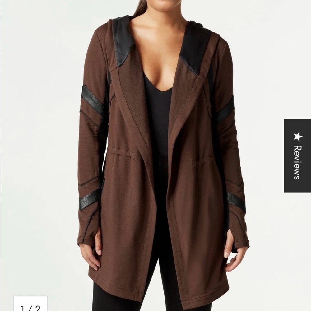 Blanc Noir Brown Utility Jacket with Black Accents